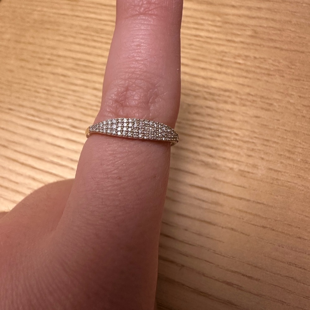 Mejuri Pave Diamond Slim Signet Ring